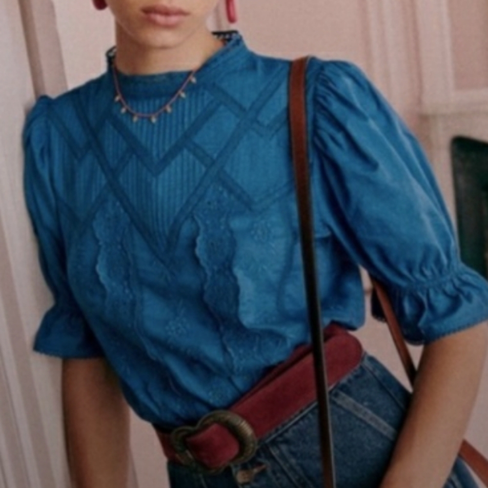 Sezane Bert Blouse In Blue 4/36